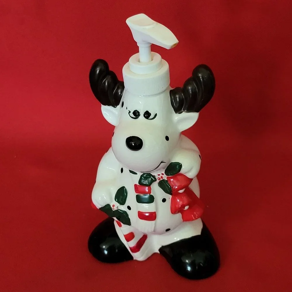 Ceramic Christmas Reindeer Soap Lotion Dispenser for Kitchen Bath